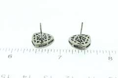 Angular Mine Cut Halo Diamond Earrings with Dark Silver and Diamond Accents