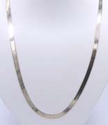 Vintage Italian Sterling Silver Herringbone Necklace
