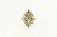 14K Yellow Gold 0.60 Ctw Diamond Cluster 1950's Engagement Ring