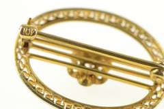 10K Yellow Gold Retro Ornate 1960's Syn. Ruby Statement Pin/Brooch