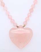 Favorite Rose Quartz Heart Shaped Pendant on Rose Quartz Beaded Necklace