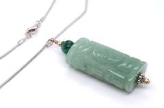 Green Jade Pendant on Snake Chain
