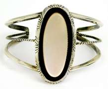 Navajo RT Sterling & Pink Mother of Pearl Cuff