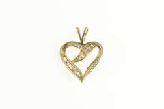 10K Yellow Gold Curvy Diamond Heart Love Symbol Classic Pendant