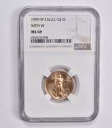 MS69 1999-W $10 American Gold Eagle 1/4 ONGC ERROR Proof Unfinished