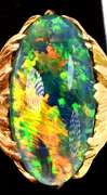 Captivating High Quality Australian Black Opal Ring in 14K Yellow Gold