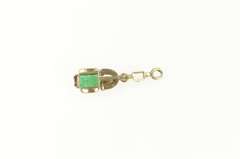 Gold Filled Victorian Ornate Natural Emerald Drop Pendant