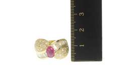 14K Yellow Gold 3.34 Ctw Natural Ruby Oval Diamond Pave Ring