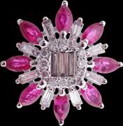 Floral 18kt White Gold Diamond and Ruby Studs