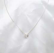 18k White Gold Bezel Set Diamond Pendant Necklace