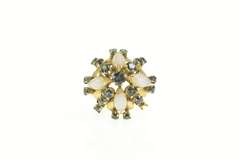 14K Yellow Gold Retro Syn. Opal Sapphire Domed Cocktail Ring