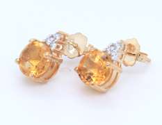 Charming Yellow Gold Citrine and Diamond Earrings