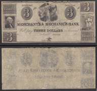 $3 Obsolete remainder Merchant's & Mechanic's Bank Monroe, MI