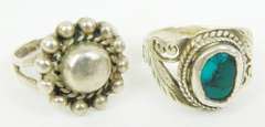 2 Vintage Sterling Silver Pinkie Rings, Size 4