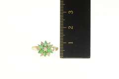 14K Yellow Gold 0.78 Ctw Marquise Emerald Diamond Cluster Ring
