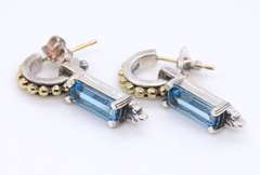 Sterling Silver Lagos Caviar Blue Topaz Drop Earrings