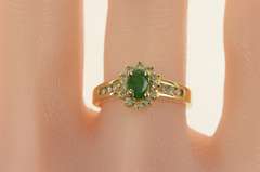 14K Yellow Gold 0.53 Ctw Natural Emerald Diamond Engagement Ring