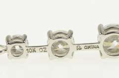 10K White Gold Tiered Graduated Cubic Zirconia Journey Pendant