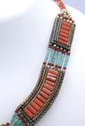 Vintage Sterling Silver Turquoise and Coral Necklace