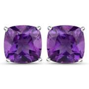 Plated Rhodium 5.20ctw Amethyst Earrings