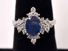 Spectacular Sapphire and Diamond Ring in 14K White Gold