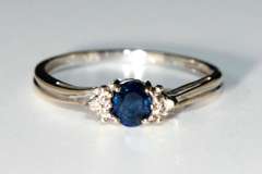 Midnight Natural Sapphire & Diamond Ring in 10k