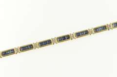 14K Yellow Gold 5.50 Ctw Princess Sapphire Diamond Tennis Bracelet