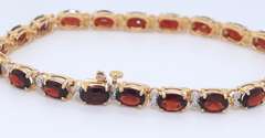 Majestic Yellow Gold oval Garnet and Diamond Tennis Bracelet