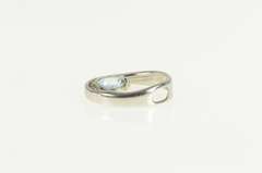 10K White Gold Round Blue Topaz Diamond Channel Round Pendant