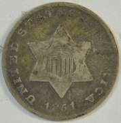 Very Scarce 1851-O Three Cent Silver Piece in VF
