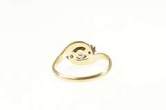 14K Yellow Gold Victorian Natural Emerald Turquoise Bypass Ring