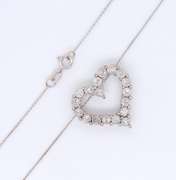 Charming White Gold Illusion Set Diamond Heart Pendant on Chain