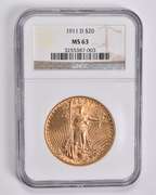 MS63 1911-D $20 Saint-Gaudens Gold Double Eagle NGC