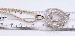 Vintage Italian Sterling Silver Cubic Zirconia Heart Shaped Pendant on Chain