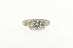 Sterling Silver Round Ornate Travel Engagement CZ Split Design Ring