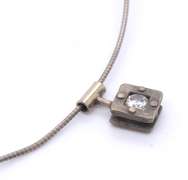 Vintage Sterling Silver Cubic Zirconia Pendant on Chain