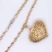 Vintage 925 Sterling Silver Heart Shaped Pendant on Chain