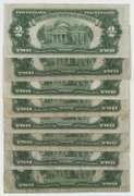 Lot of 8 Series of 1928 $2 Red Seal Notes