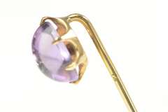 10K Yellow Gold Victorian Oval Amethyst Cabochon Ornate Stick Pin