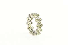 18K White Gold Green Sapphire Eternity Honeycomb Band Ring