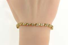 14K Yellow Gold Zig Zag White Sapphire Statement Tennis Bracelet