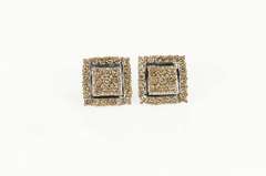 10K Yellow Gold 1.92 Ctw Champagne Diamond Square Stud Earrings