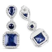 Rhodium Plated 11.62ctw Sapphire Earrings