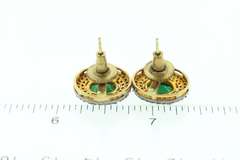 Forest Green Emerald Earrings with Rich Gold Plated Silver and Diamond Accents