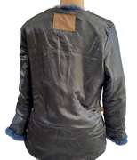 Gorgeous Fur Rabbit and Raccoon Coat Jacket in Blue, Light Brown and Gray Tones, Size L