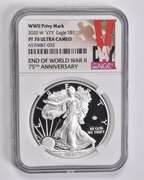 PF70 UCAM 2020-W American Silver Eagle V75 WWII Privy 75th Anniv NGC