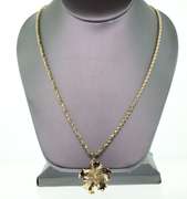 14k Gold Handmade Earrings and Necklace Set with Floral Design