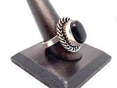👻GORE-GEOUS! 👻 Oval Black Onyx Tibetan Silver Rope Design Ring