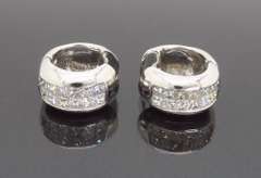 18k White Gold Huggie Diamond Earrings