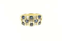 14K Yellow Gold Natural Sapphire Baguette Diamond Statement Ring